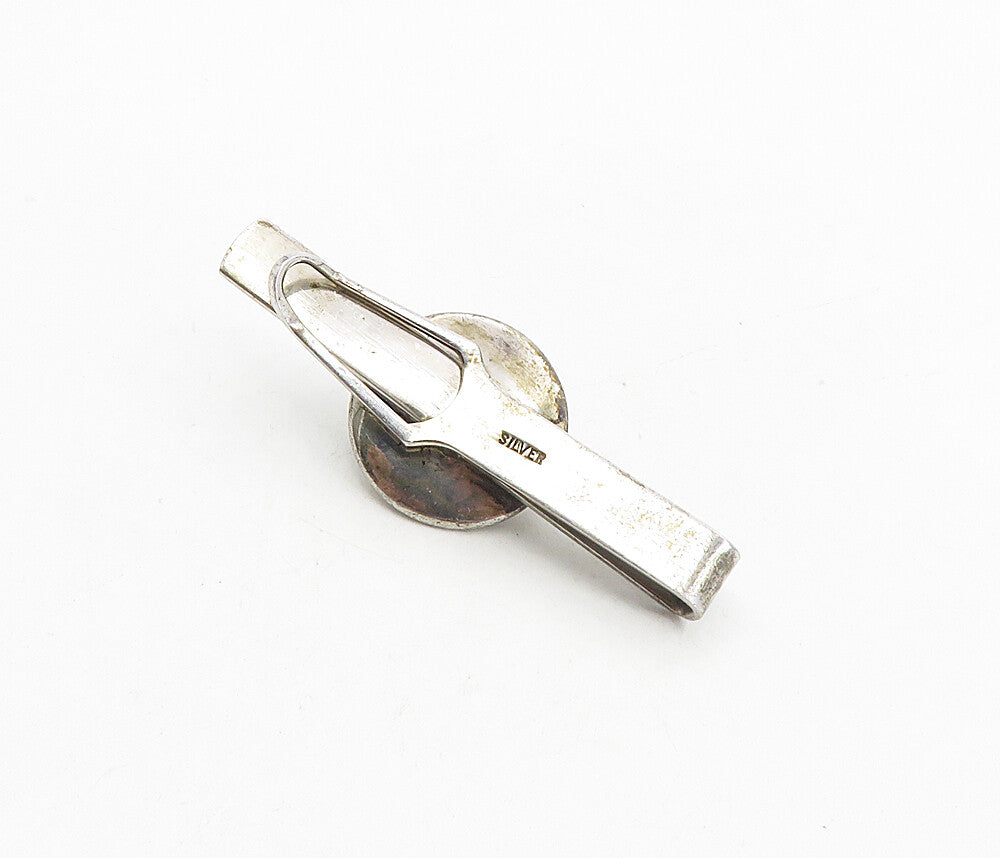 925 Sterling Silver  Vintage Mother Of Pearl & Petite Pearl Tie Clip  TR1548