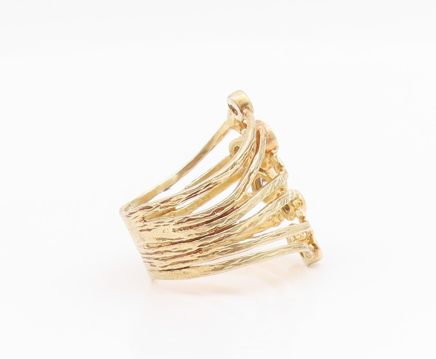 925 Sterling Silver Vintage Ring ISRAEL Gold Plated Brutalist CZ  Sz 8  RG33065