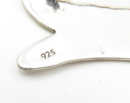 925 Sterling Silver  Vintage Shiny Etched Lying Cat Motif Brooch Pin  BP3706