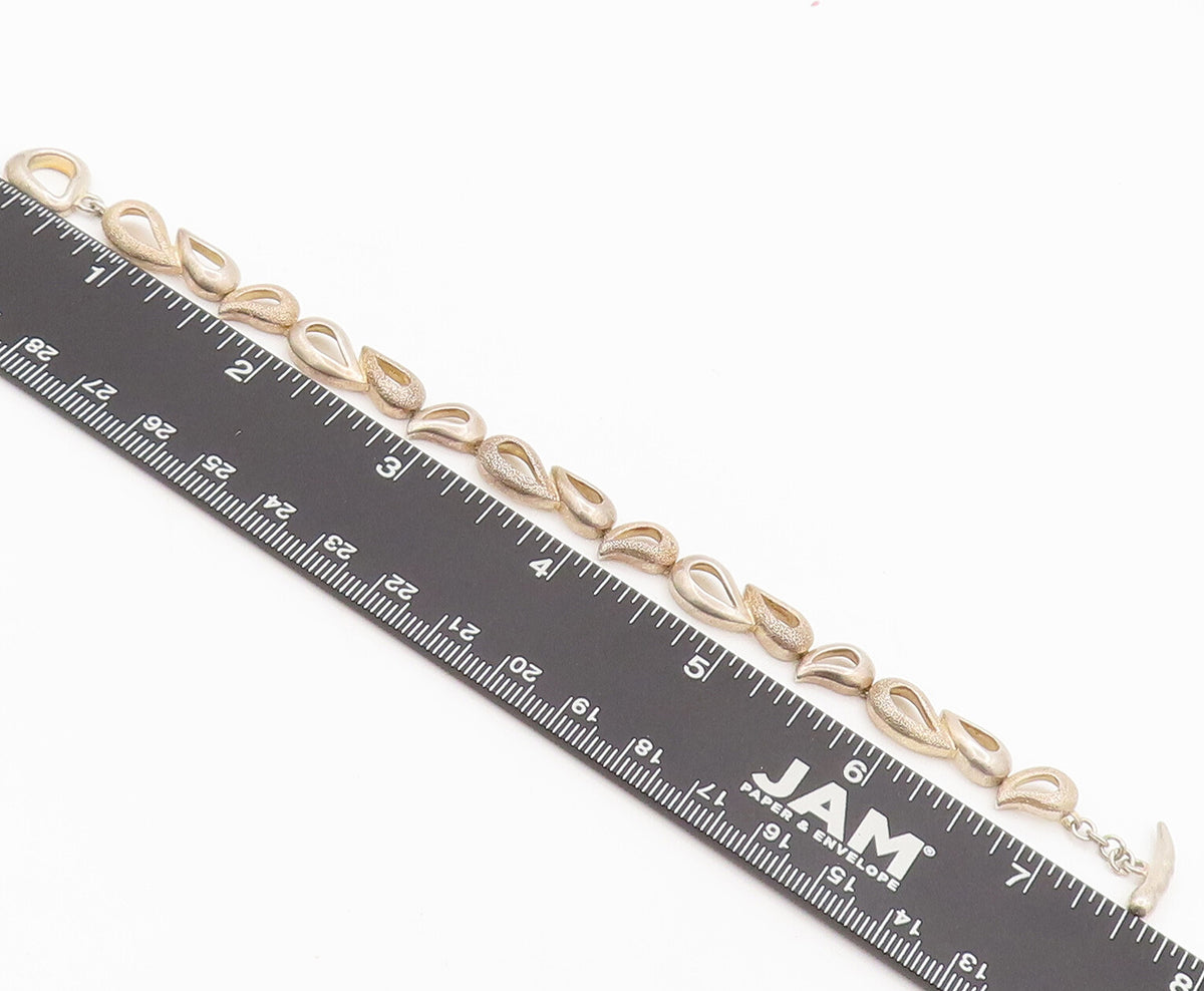 925 Silver  Vintage Modernist Rough Surface Swirly Drop Link Bracelet  BT10150