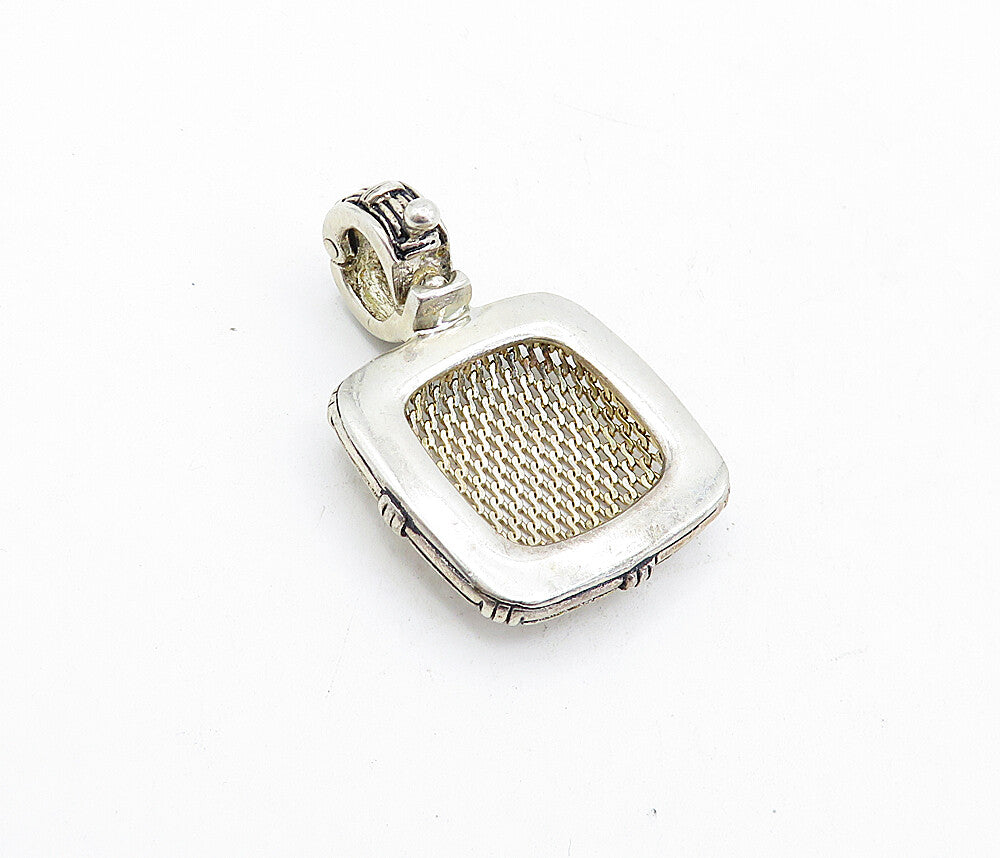 ESPO 925 Sterling Silver  Vintage Shiny Basket Weave Design Pendant  PT3402