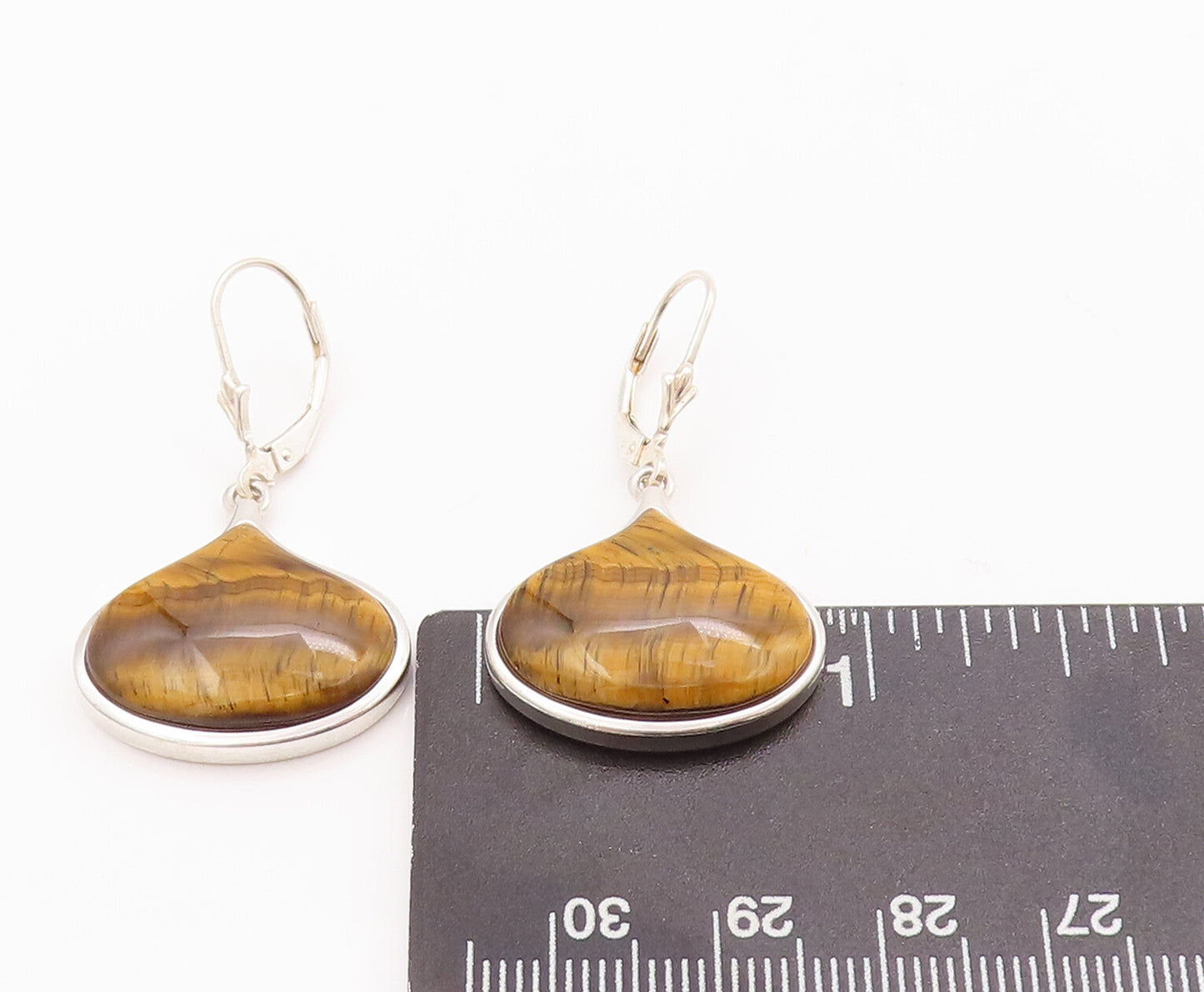 925 Sterling Silver Vintage Earrings WHITNEY KELLY Designer Tiger's Eye  EG12978