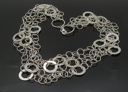 925 Sterling Silver  Vintage Shiny Open Circle Link Chain Necklace  NE3382
