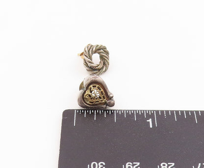 14k Gold & 925 Sterling Silver Vintage Earrings Modernist Single Pieces  EG14303