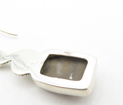 925 Sterling Silver  Vintage Cabochon Cut Agate Swirl Dangle Earrings  EG3470