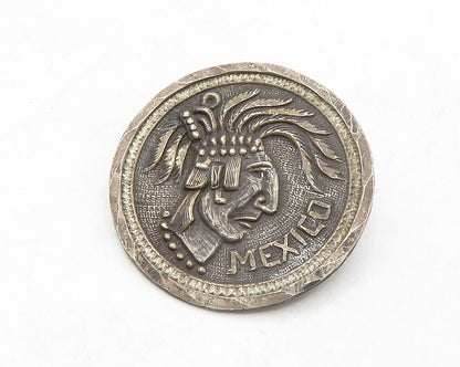 MEXICO 925 Sterling Silver  Vintage Oxidized Warrior Head Brooch Pin  BP5011