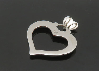 MEXICO 925 Silver  Vintage Shiny Smooth Open Love Heart Pendant  PT17029