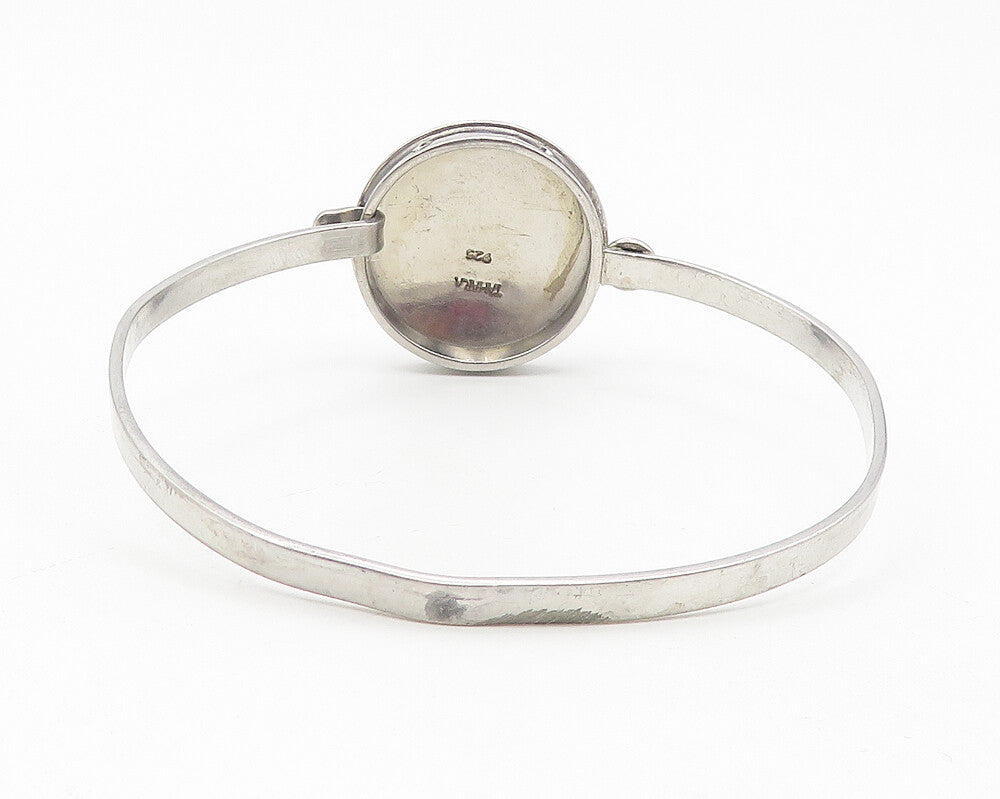 TAHARA 925 Sterling Silver  Vintage Shiny Smooth Hook Bangle Bracelet  BT4638