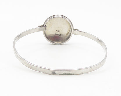 TAHARA 925 Sterling Silver  Vintage Shiny Smooth Hook Bangle Bracelet  BT4638