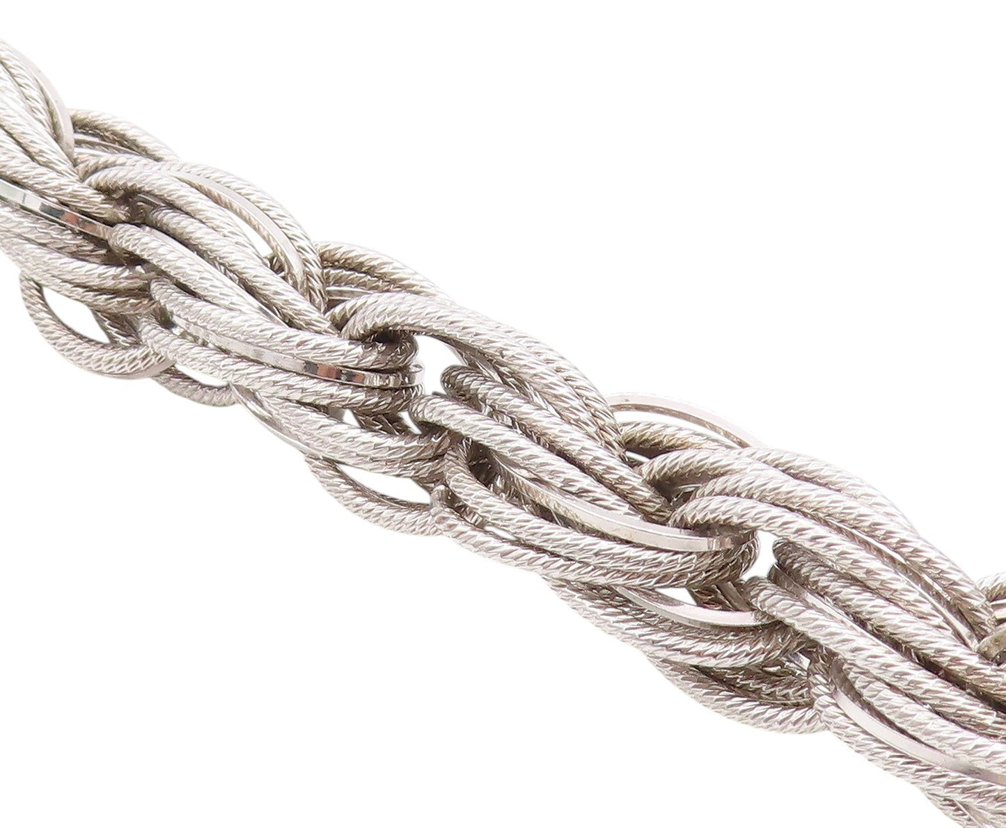 925 Sterling Silver Vintage Bracelet PIANEGONDA Roped Oval Rings Linked  BT11286