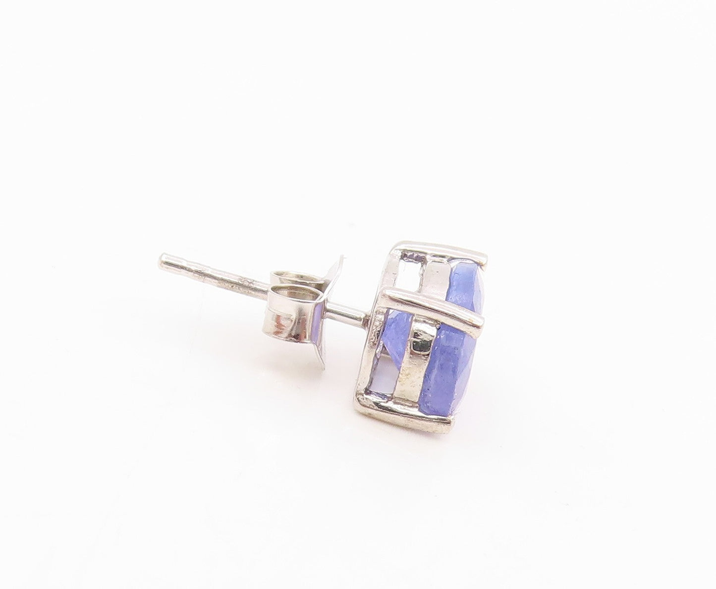 925 Sterling Silver Vintage Earrings Oval Cut Real Tanzanite Studs  EG14096