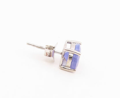 925 Sterling Silver Vintage Earrings Oval Cut Real Tanzanite Studs  EG14096