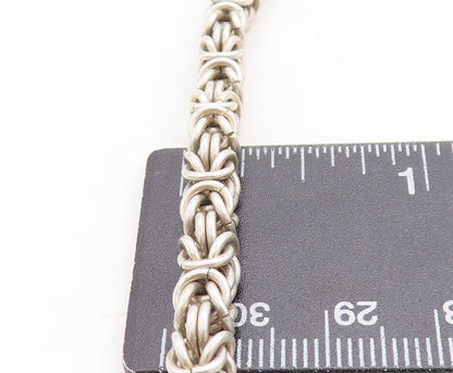 925 Sterling Silver Vintage Large Gemstone Byzantine Link Chain Necklace  NE1461