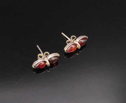 925 Sterling Silver  Vintage Double Pear Shaped Amber Stud Earrings  EG11992