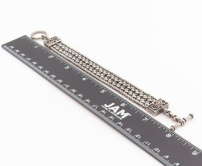 925 Sterling Silver Vintage Bracelet BALI Intricate Basketweave Chain  BT11582
