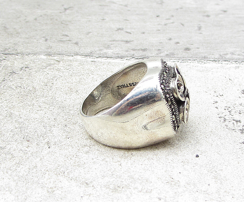 925 Sterling Silver  Marcasite Blooming Spring Flowers Ring Sz 6.5  RG1963