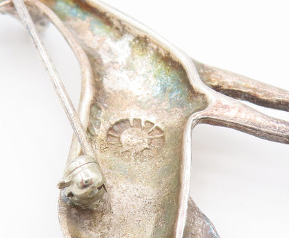 925 Sterling Silver  Vintage Minimalist Antelope Animal Brooch Pin  BP10108