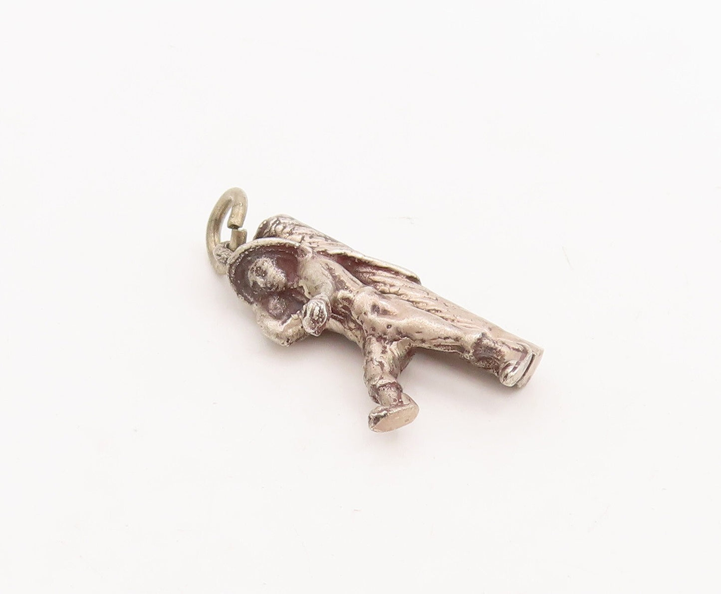 925 Sterling Silver Vintage Pendant Solid Carved Man Carrying Slab Charm PT23477