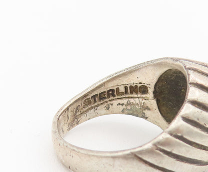 925 Sterling Silver Vintage Ring SARAH COVENTRY Etched Lines Onyx Sz 7  RG27938