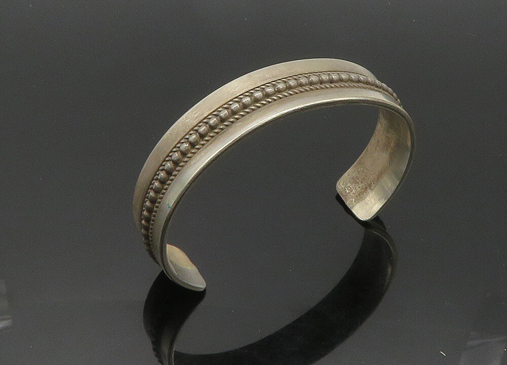 RON Y. NAVAJO 925 Silver  Vintage Dark Tone Bubble Twist Cuff Bracelet  BT8362