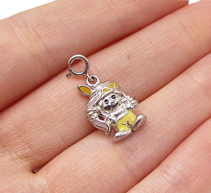 925 Sterling Silver  Enamel Animated Character Charm Pendant  PT2012