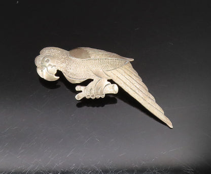 925 Sterling Silver  Vintage Brushed Finish Parrot Bird Brooch Pin  BP9568