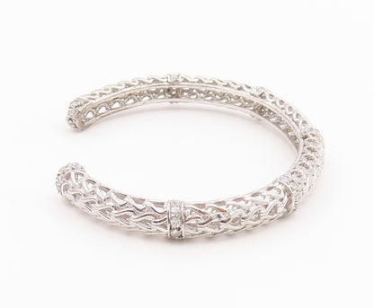 925 Sterling Silver  Vintage Elegant 3D Loop Carved CZ Bracelet  BT10008