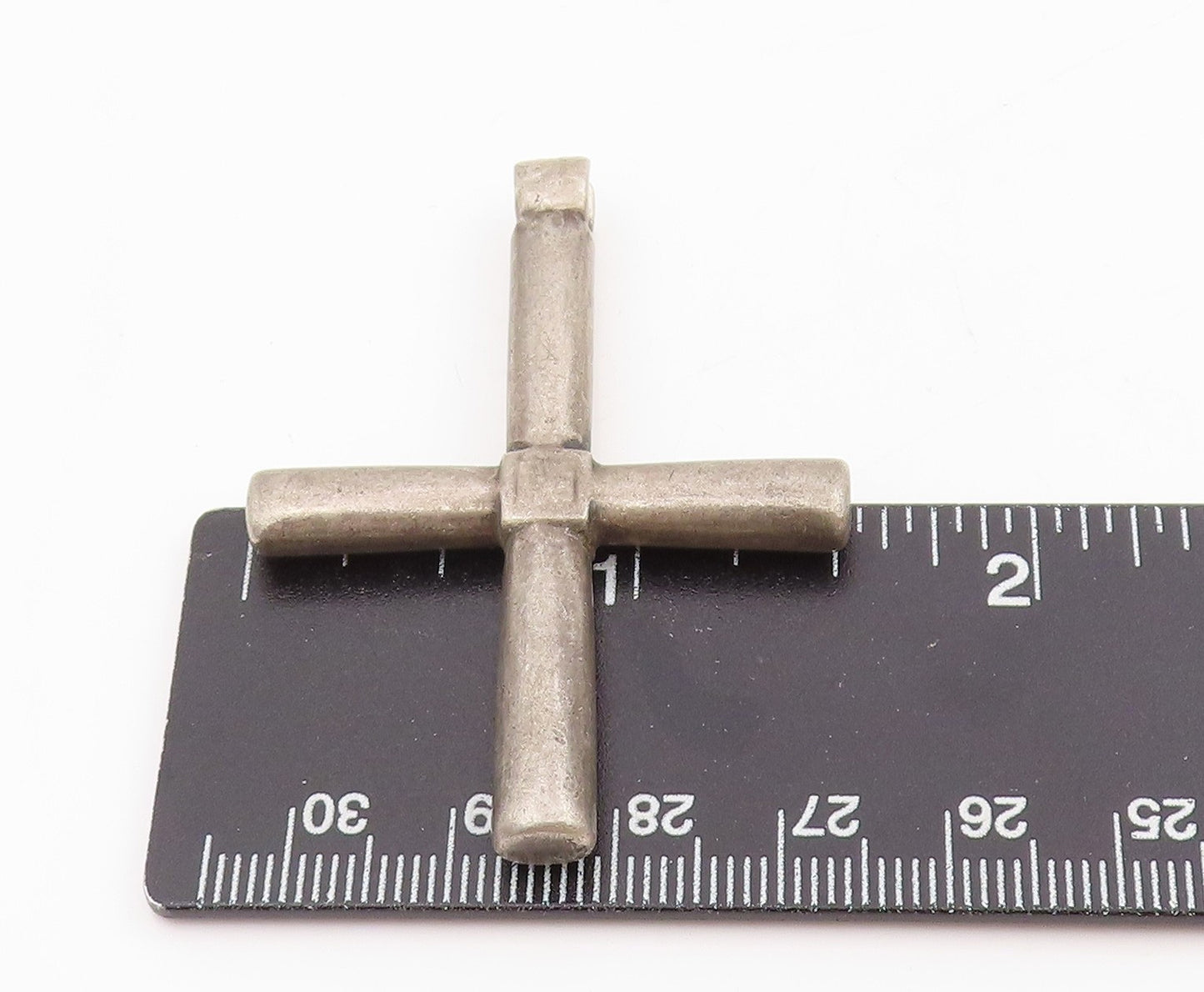 925 Sterling Silver Vintage Pendant Minimalist Solid Religious Cross  PT25513