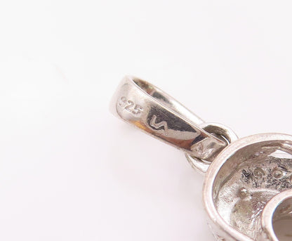 925 Silver  Vintage Genuine Diamonds Floating Love Hearts Pendant  PT21169