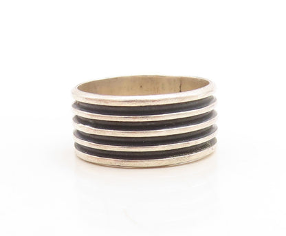 925 Sterling Silver Vintage Ring MEXICO Minimalist Grooved  Sz 14  RG31207