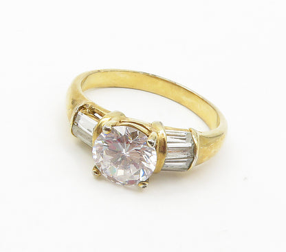 925 Sterling Silver  Cubic Zirconia Gold Plated Shiny Band Ring Sz 10  RG15895