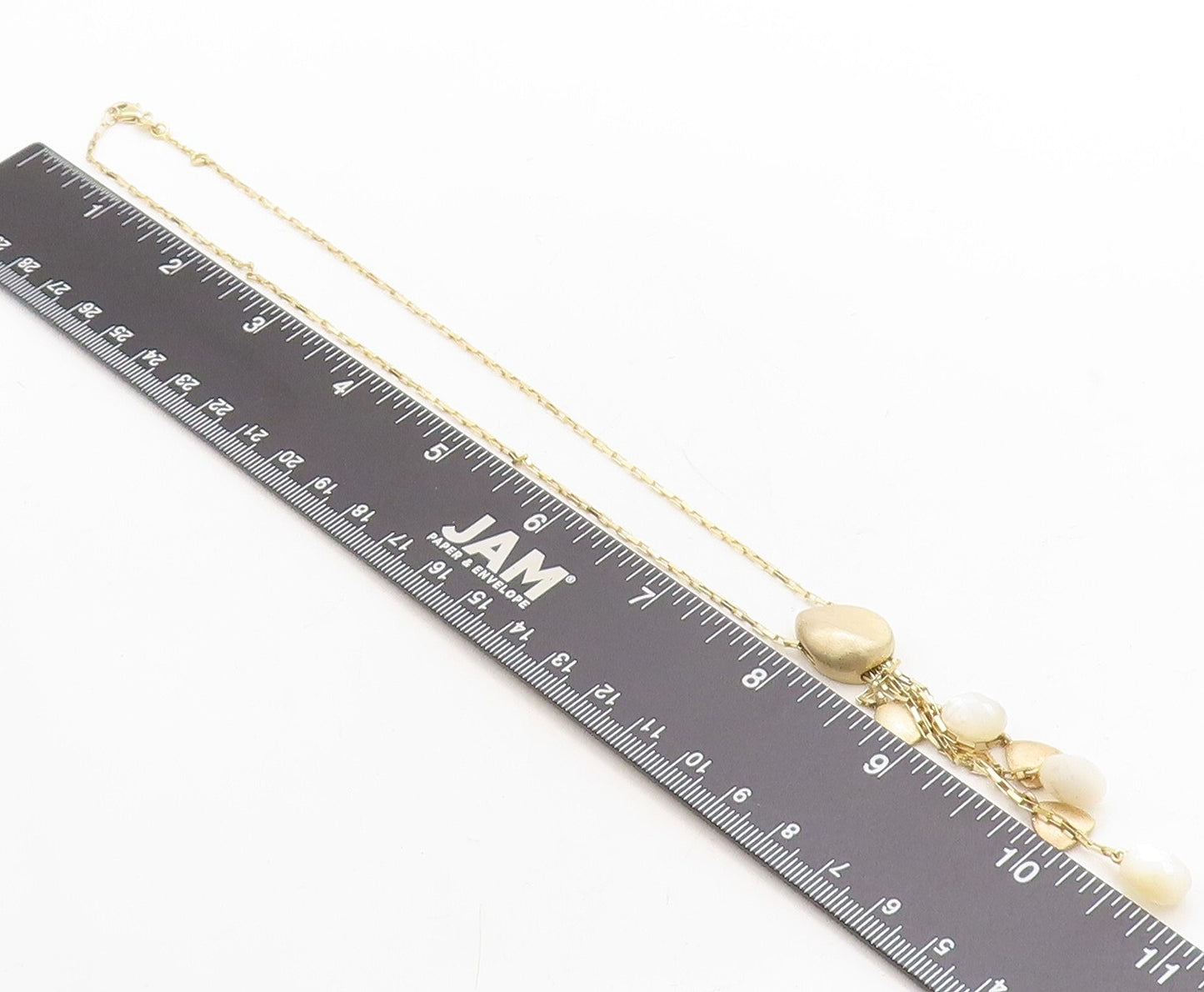 925 Sterling Silver  Mother Of Pearl Bead Gold Plated Chain Necklace  NE1141