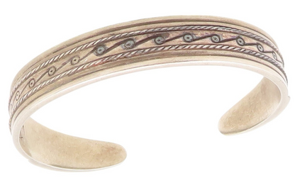 925 Sterling Silver Vintage Bracelet MMA Swirly Design Etched Cuff  BT11062