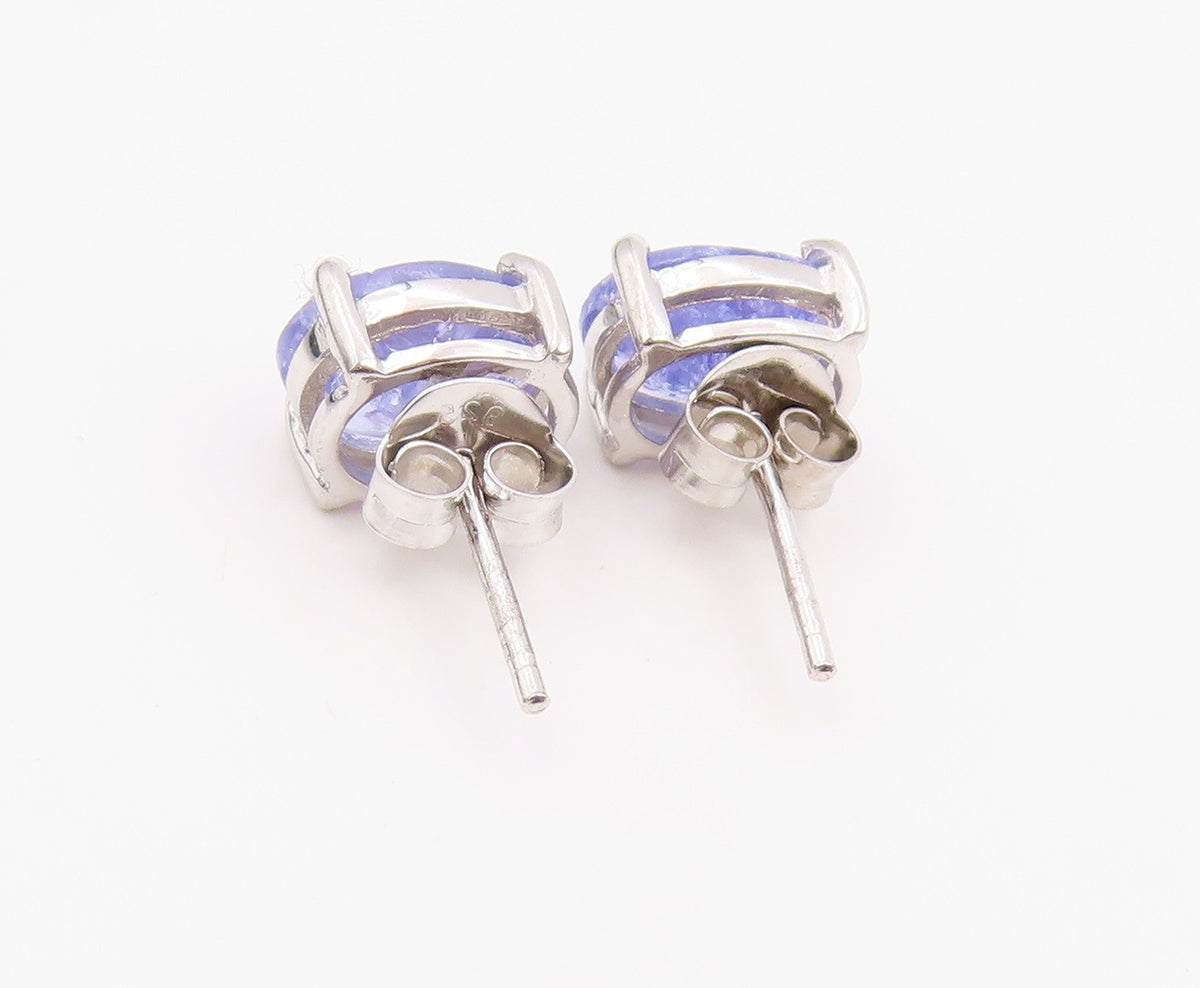 925 Sterling Silver Vintage Earrings Minimalist Oval Cut Tanzanite Stud  EG14210