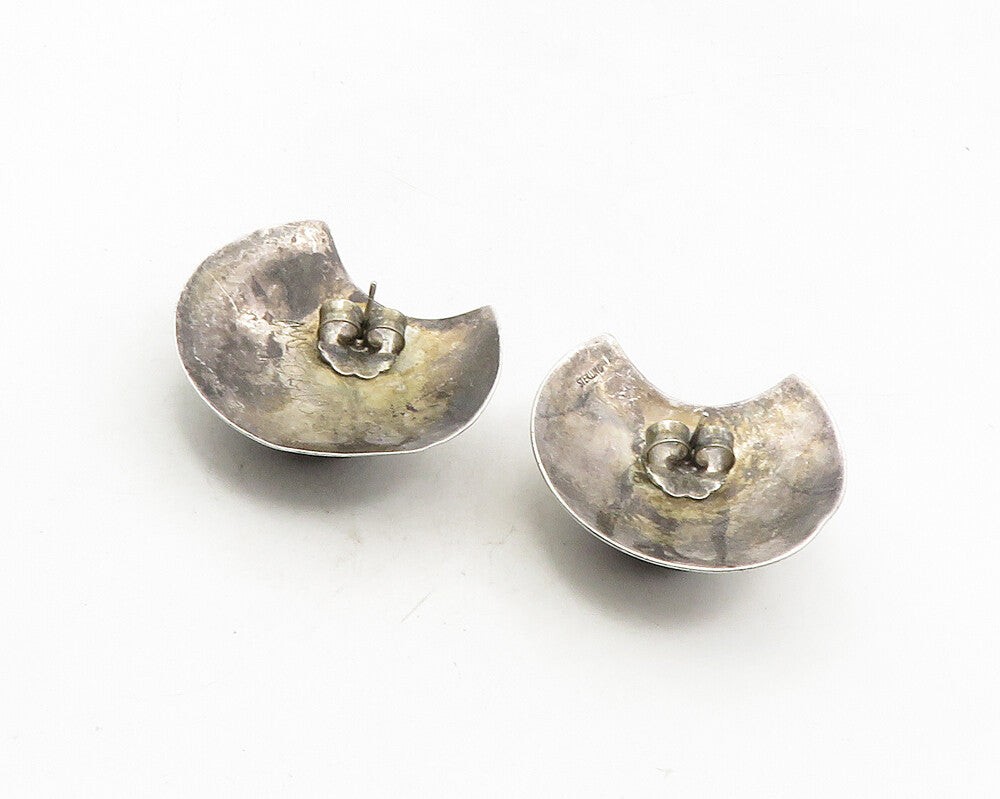 925 Sterling Silver  Vintage Cabochon Cut Black Onyx Drop Earrings  EG5175