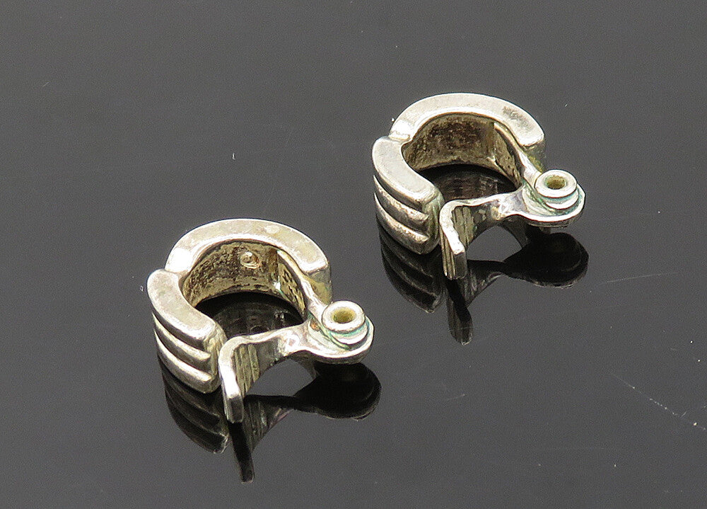925 Sterling Silver   Vintage Shiny Petite Non Pierce Hoop Earrings  EG10190