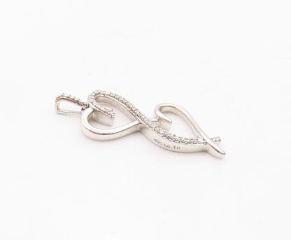 925 Sterling Silver  Vintage Genuine Diamonds Infinity Heart Pendant  PT18619