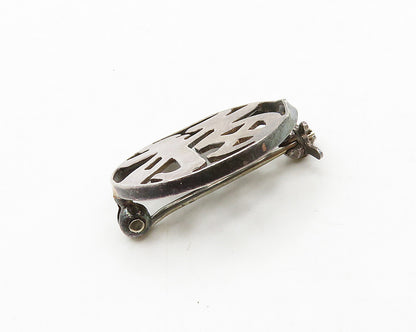 925 Sterling Silver  Vintage Dark Tone Chinese Character Brooch Pin  BP7663