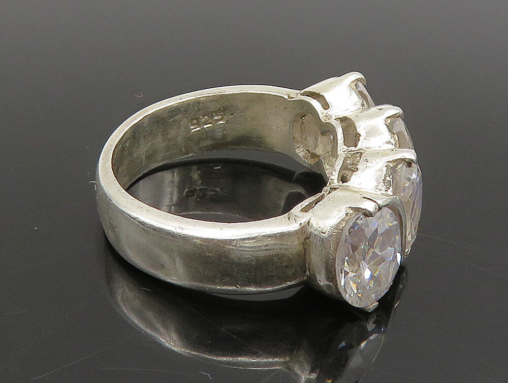 925 Sterling Silver  Vintage Four Stone Cubic Zirconia Ring Sz 7  RG24255