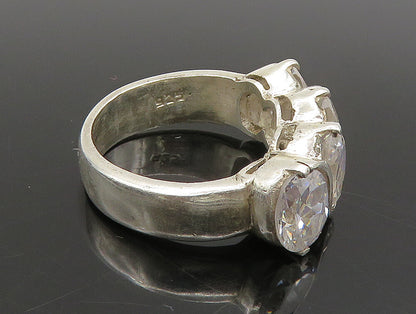 925 Sterling Silver  Vintage Four Stone Cubic Zirconia Ring Sz 7  RG24255