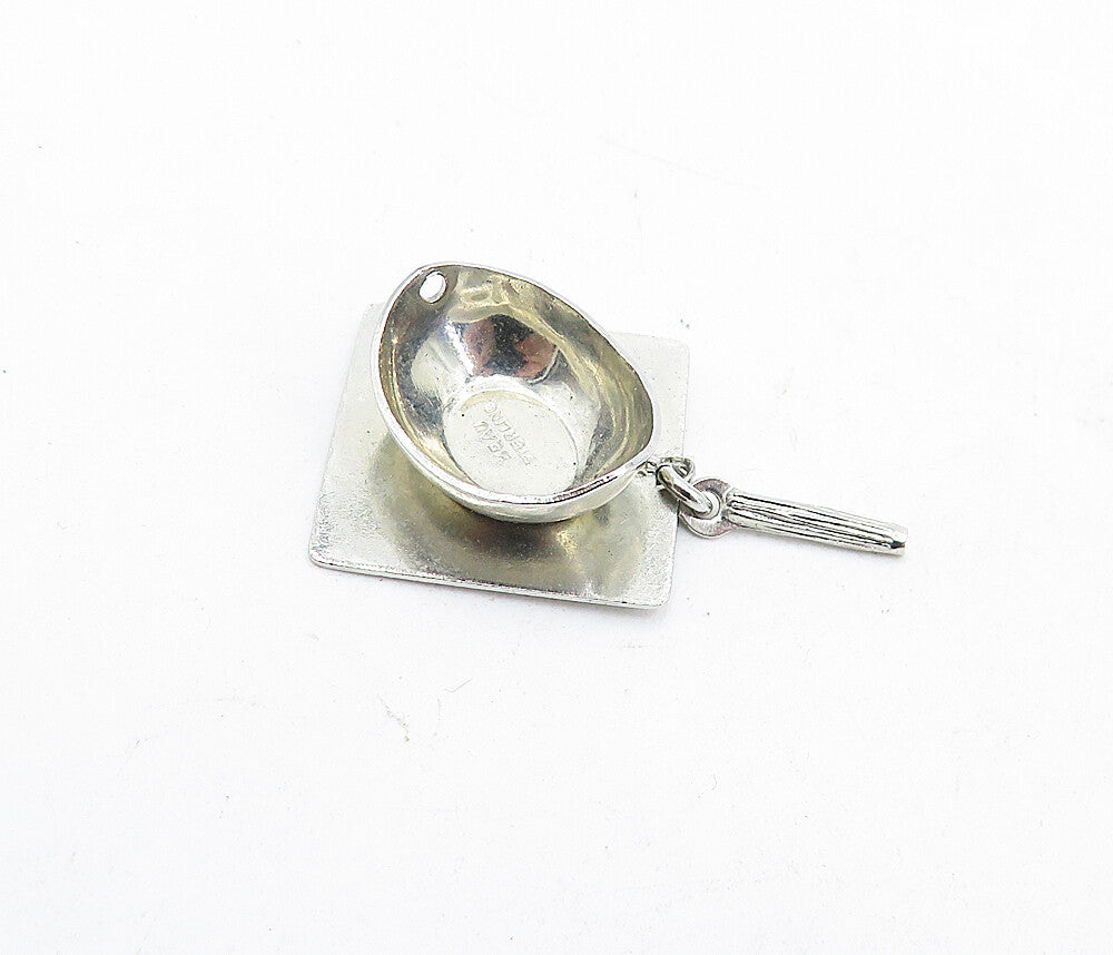 BEAU 925 Sterling Silver  Vintage Shiny Graduation Cap Motif Pendant  PT4022