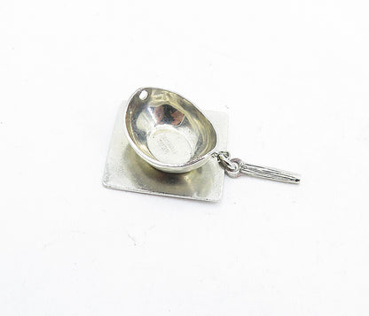 BEAU 925 Sterling Silver  Vintage Shiny Graduation Cap Motif Pendant  PT4022
