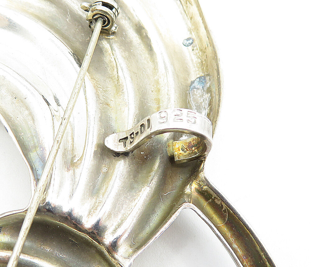 MEXICO 925 Sterling Silver  Vintage Two Tone Fluted Swirl Brooch Pin  BP1669