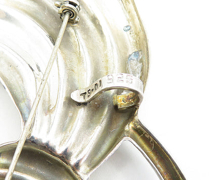 MEXICO 925 Sterling Silver  Vintage Two Tone Fluted Swirl Brooch Pin  BP1669
