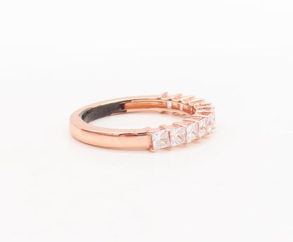 925 Sterling Silver Vintage Ring Rose Gold Plated Square Cut CZ   Sz 7  RG29472