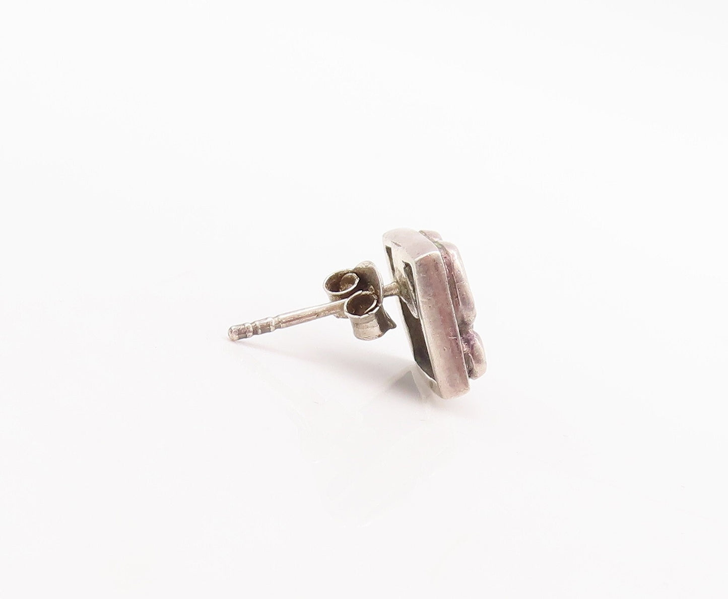 925 Sterling Silver Vintage Earrings Minimalist Swirly cutout Square  EG13133
