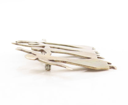 925 Sterling Silver Vintage Brooch Pin Solid Cutout Dancing Women  BP11398