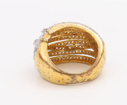 925 Sterling Silver Vintage Ring Gold Plated Designer CZ Inlay Band Sz 7 RG30541