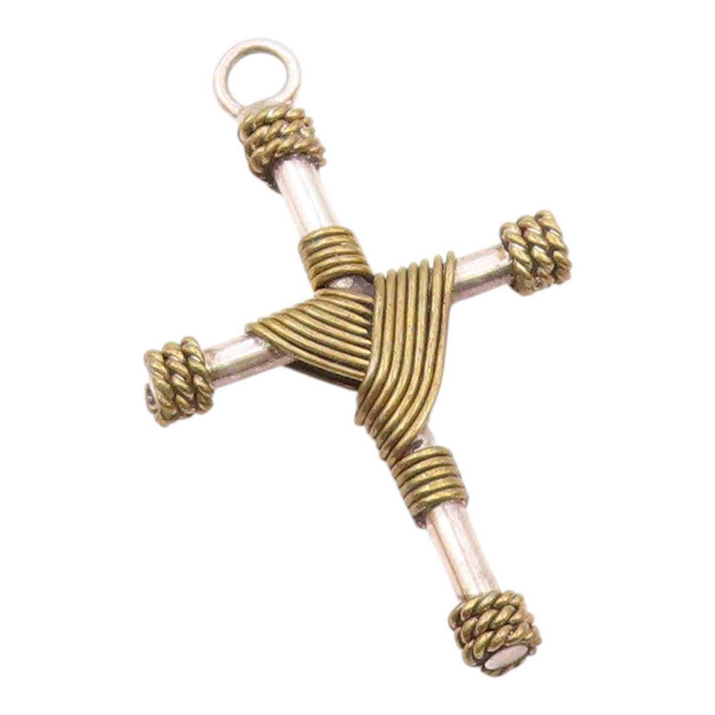 MEXICO 925 Sterling Silver  Vintage Two Tone Religious Cross Pendant  PT17933