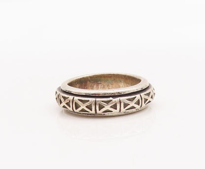 925 Sterling Silver Vintage Ring Minimalist Solid Carved 'x'   Sz 5.5  RG29097